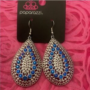 NEW Paparazzi Silver and Iridescent Blue Teardrop pierced Earrings